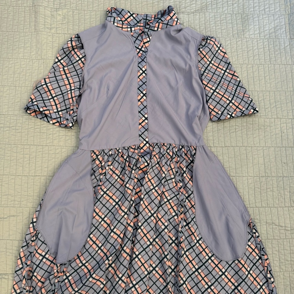 Gal Meets Glam Collection Colette Blue Plaid Button-Down Maxi Dress Size 12 - Picture 8 of 16